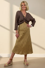 Dotty Bias Linen Skirt