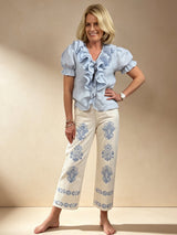 Blue Delft Raw Edge Straight Leg Jean