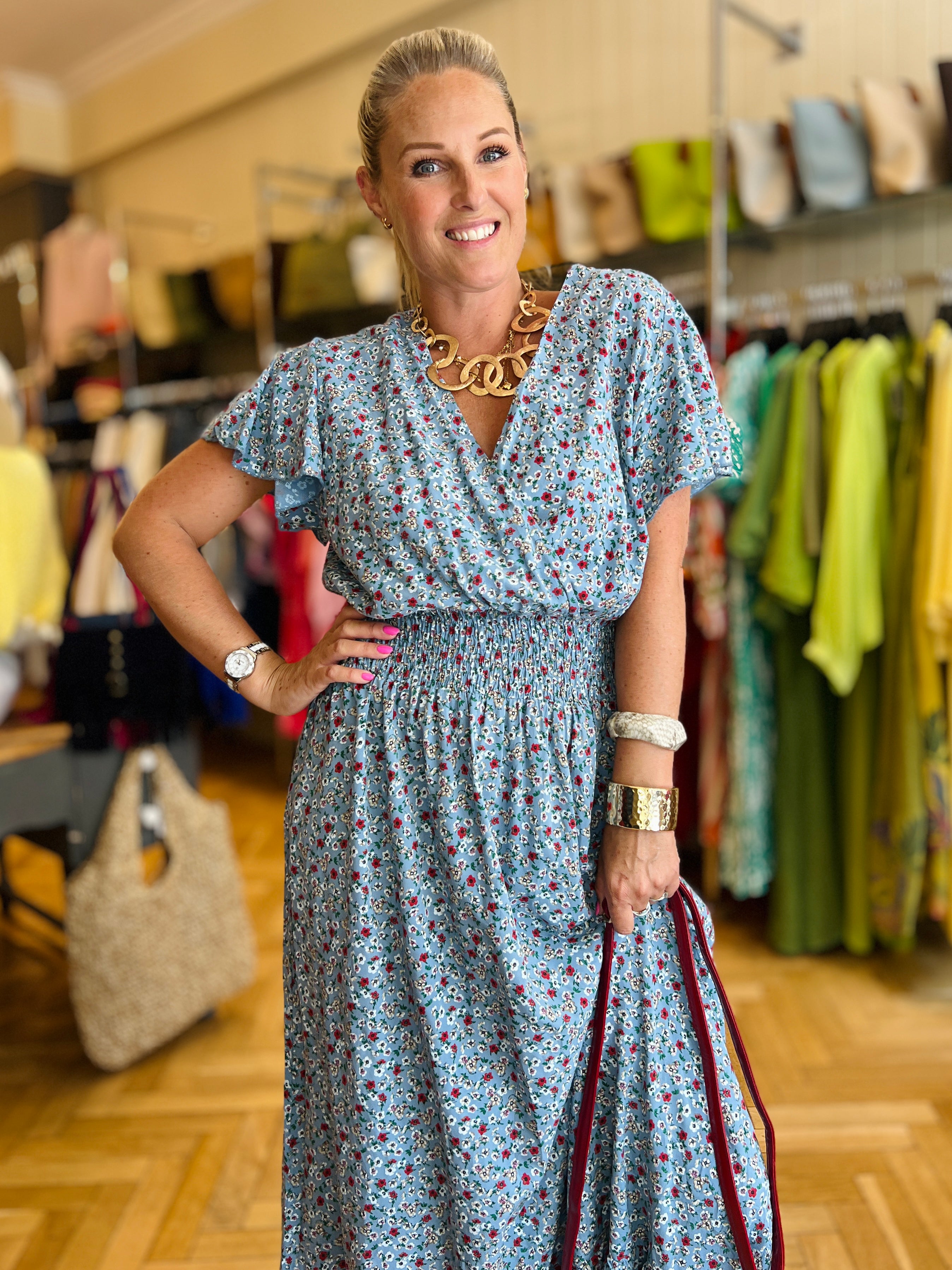Ditsy Print  Tiered Dress