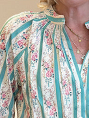 Blooms and Bows Collarless Blouse