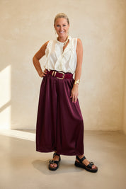 Tapered Hem Silky Palazzo Pants