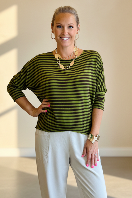 Stripe  Batwing Top