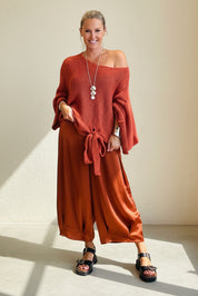 Loose Cotton Weave Tie Jumper