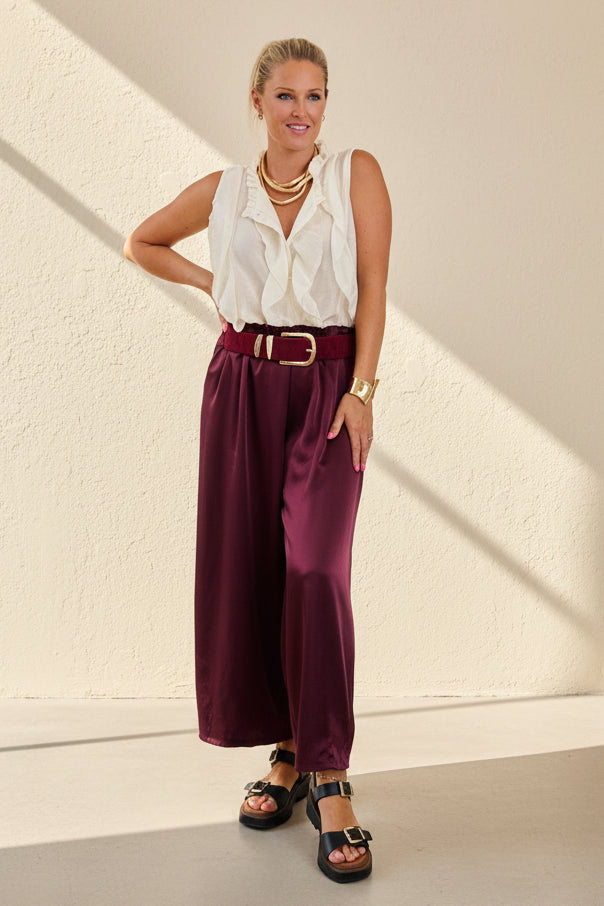Tapered Hem Silky Palazzo Pants