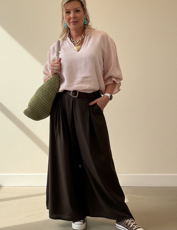 Frill Collar and Cuff Linen Shirt