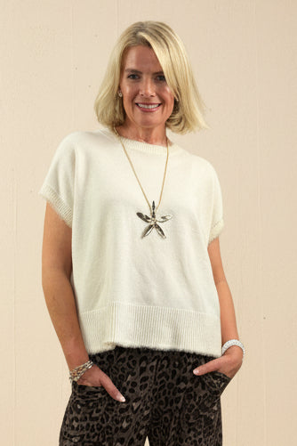 Boxy Fur trim Knit