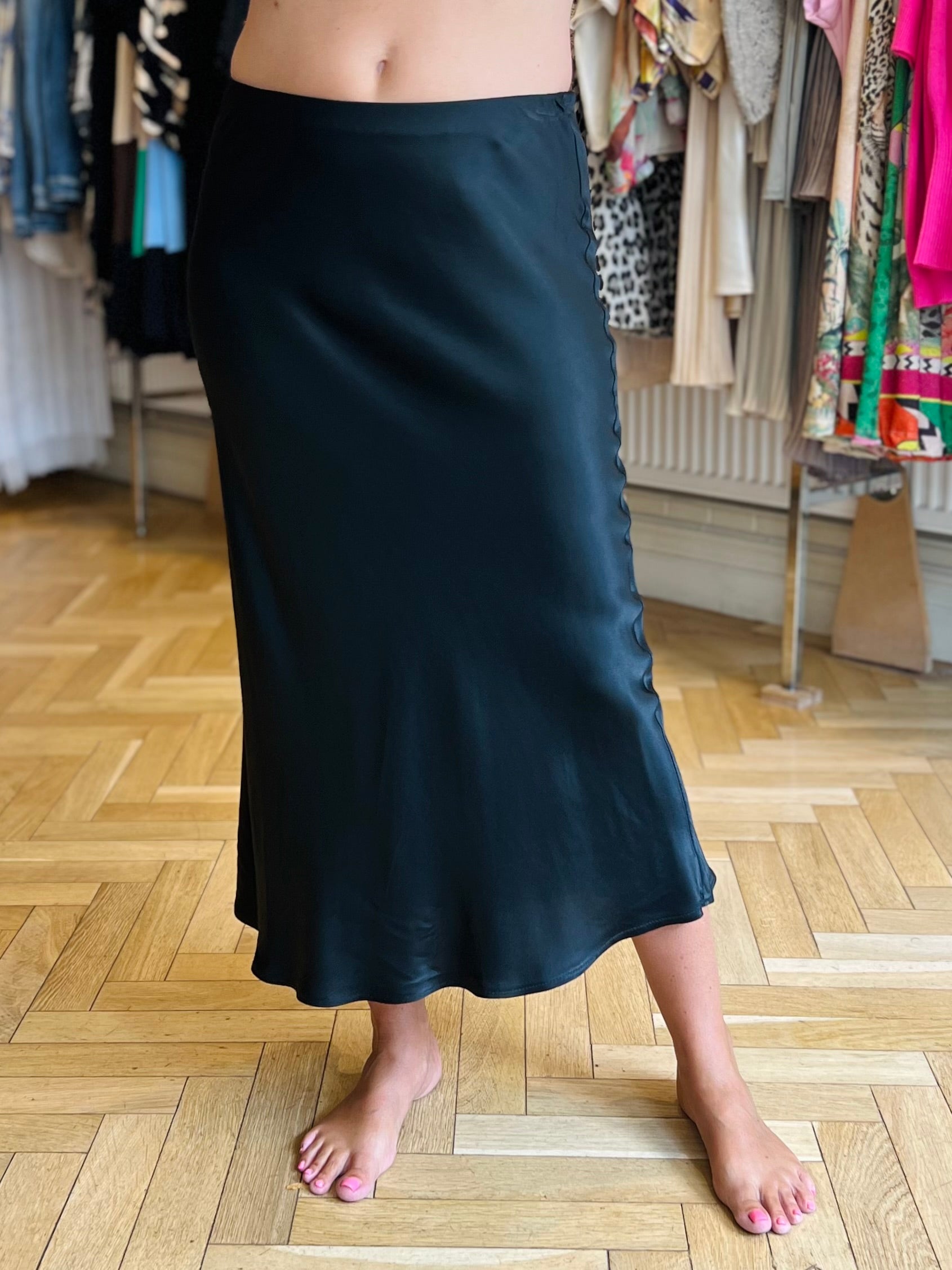 Satin Bias Cut Skirt - Plain