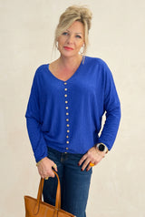 Batwing Button Light Knit