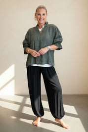 Frill Collar and Cuff Linen Shirt