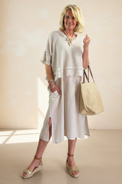 2 Piece Linen and Mesh Dress