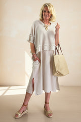 2 Piece Linen and Mesh Dress