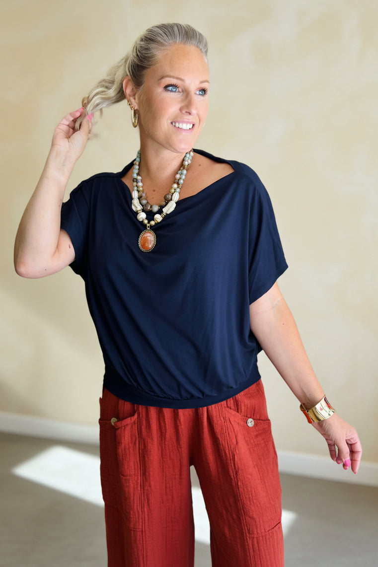 Batwing Slash Neck Tee