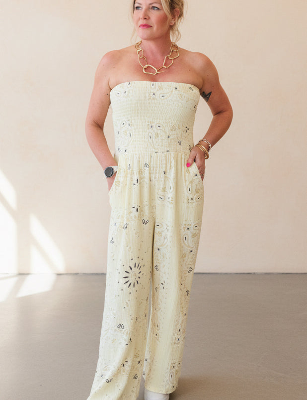 Bandana Print Strapless Jumpsuit