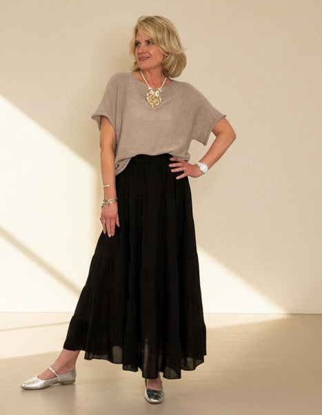 Tiered Cotton Maxi Skirt