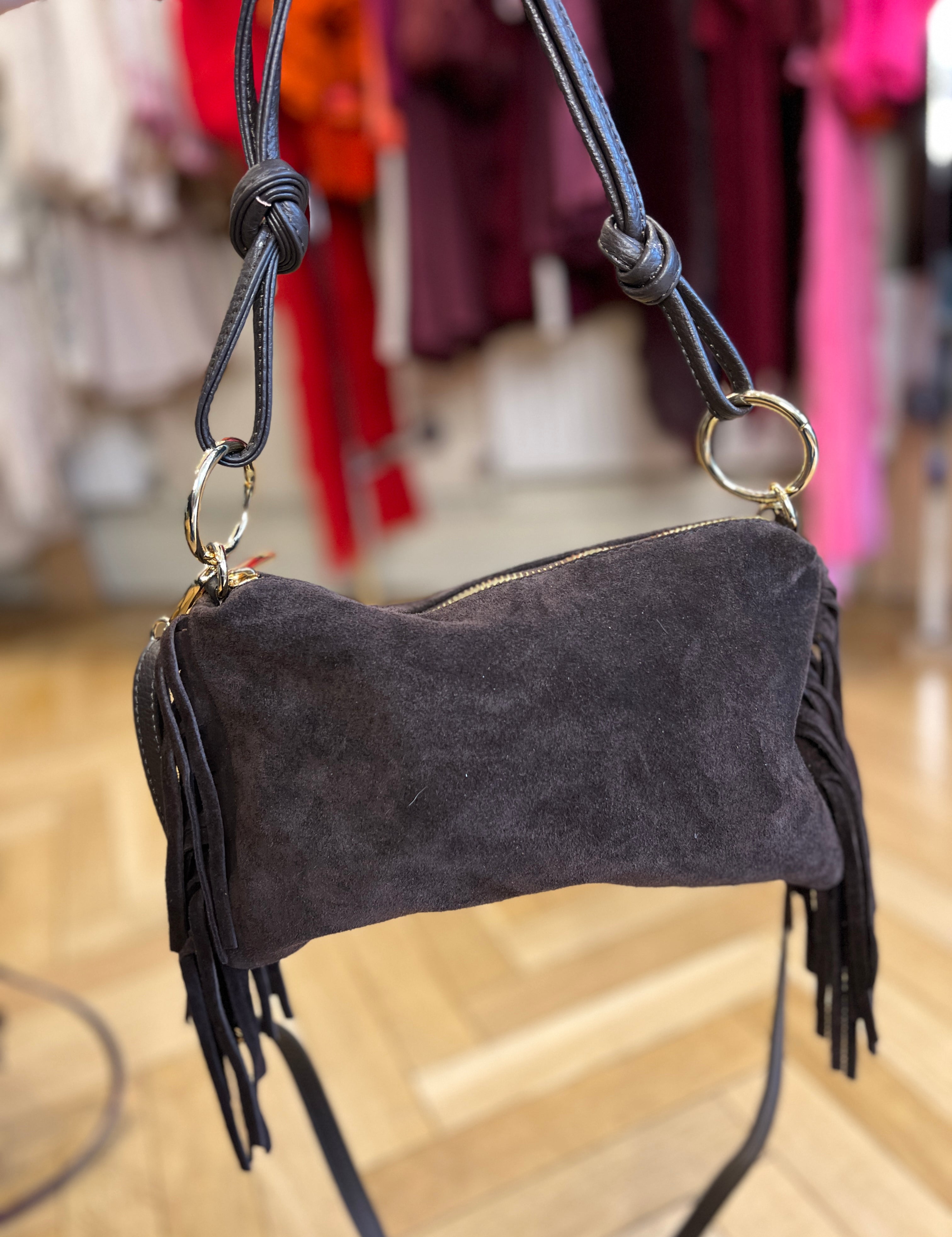Fringe Suede Shoulder Bag