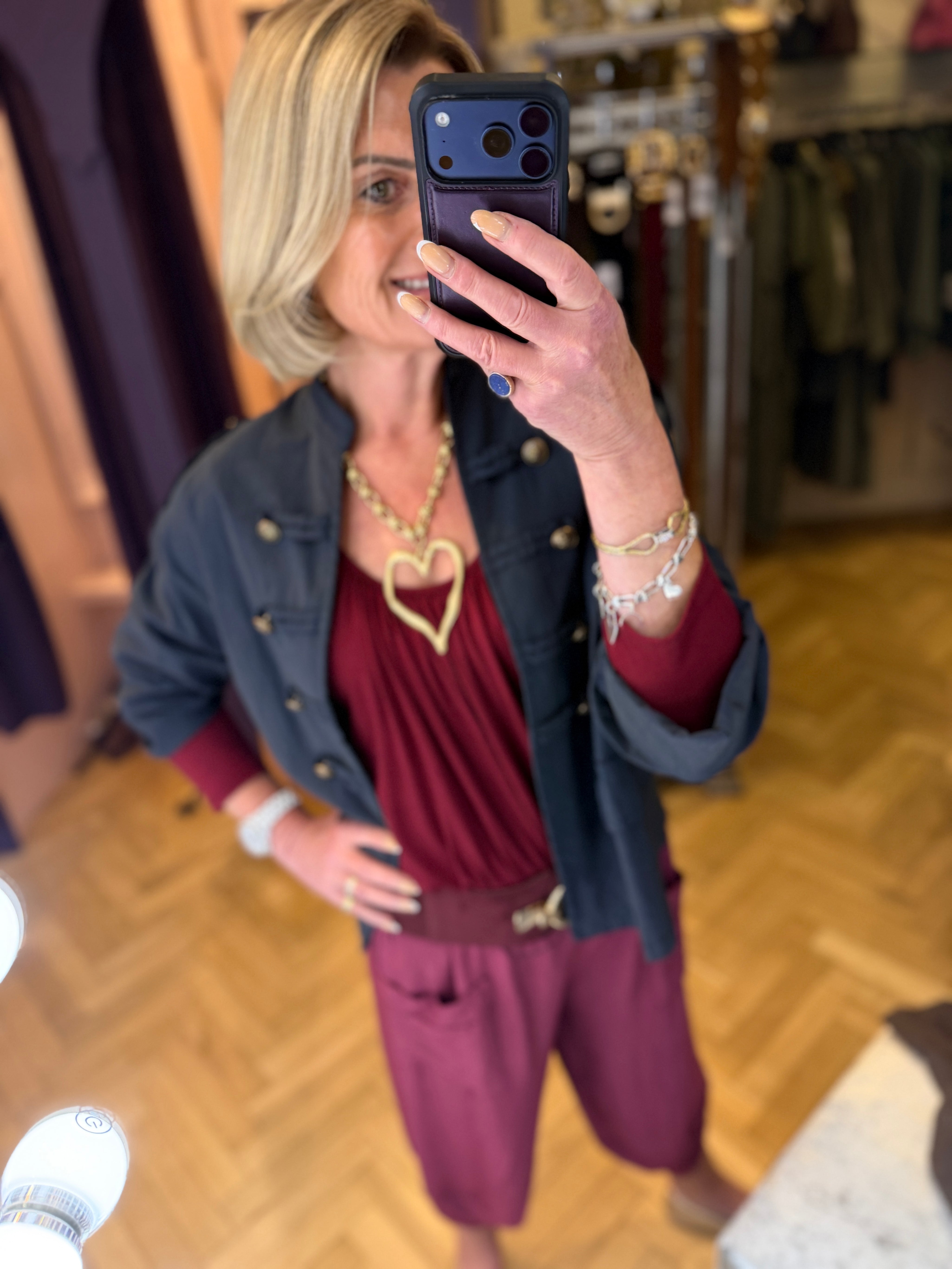 Balloon Hem Long Sleeve Top