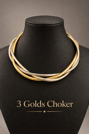 Three golds choker necklace
