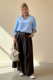 Frill Collar and Cuff Linen Shirt