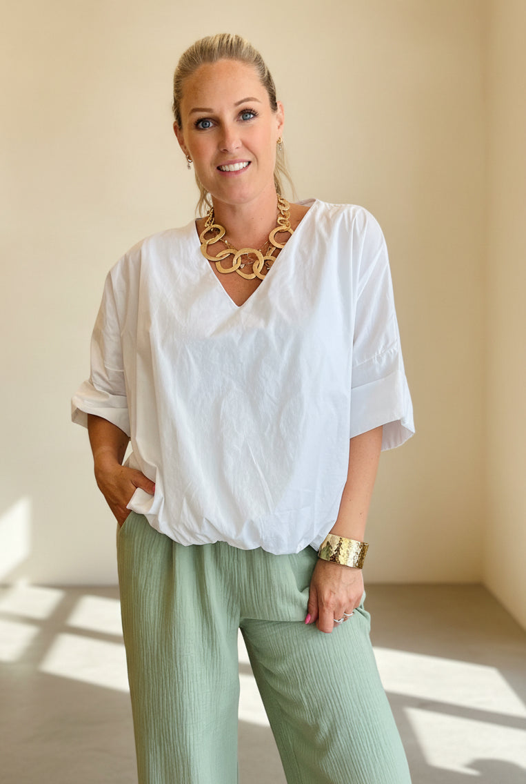 Bubble Front V Neck  Top