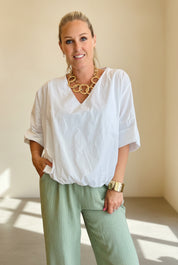 Bubble Front V Neck  Top