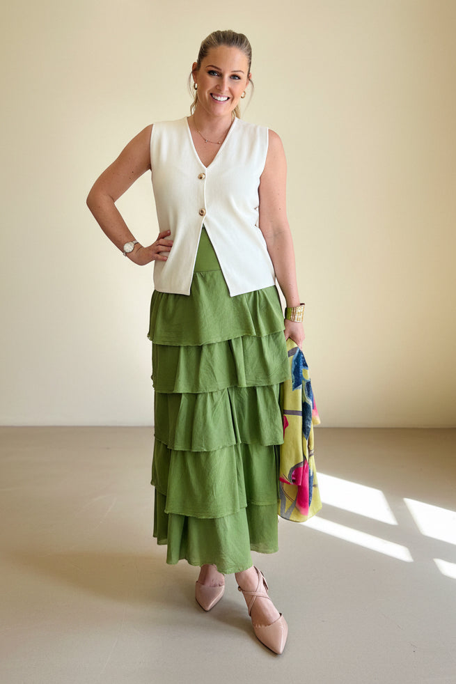 Tiered Ruffle Maxi Skirt