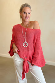 Loose Cotton Weave Tie Jumper