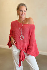 Loose Cotton Weave Tie Jumper