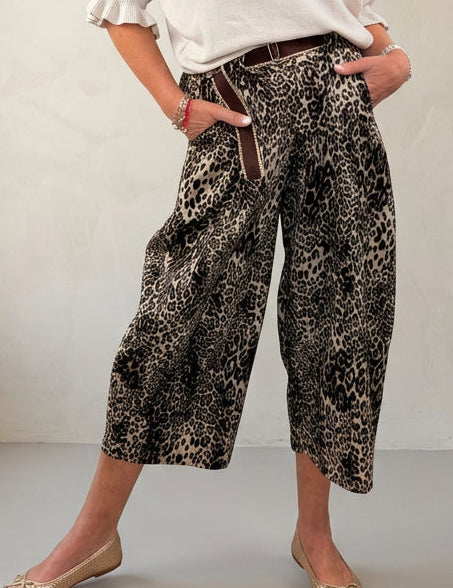 Ocelot velvet-touch barrel trousers