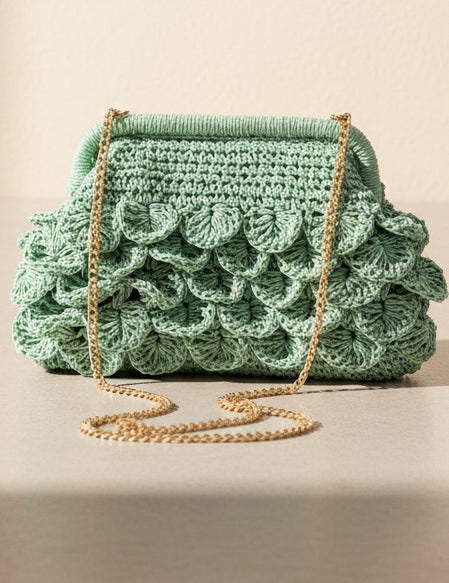 Scallop Raffia Clutch Bag