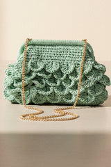 Scallop Raffia Clutch Bag