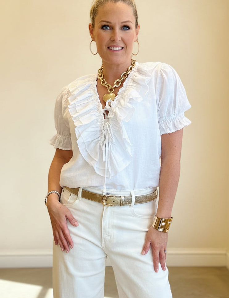Linen Ruffle Top