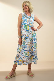 Painted Fishes Linen Dress