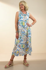 Painted Fishes Linen Dress