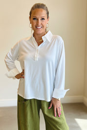 Collar and Cuff Stretch Blouse