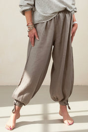 Linen Bow Tie Harem Pants