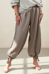 Linen Bow Tie Harem Pants