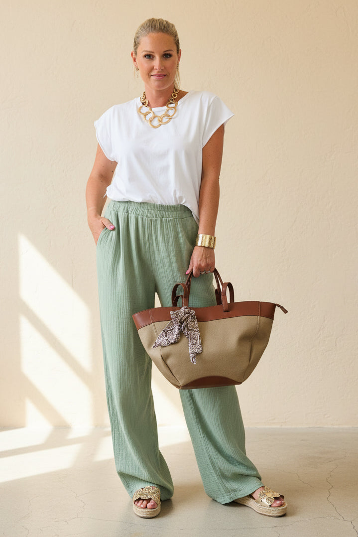 Pull on Cheesecloth Trousers