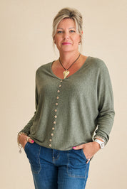 Batwing Button Light Knit