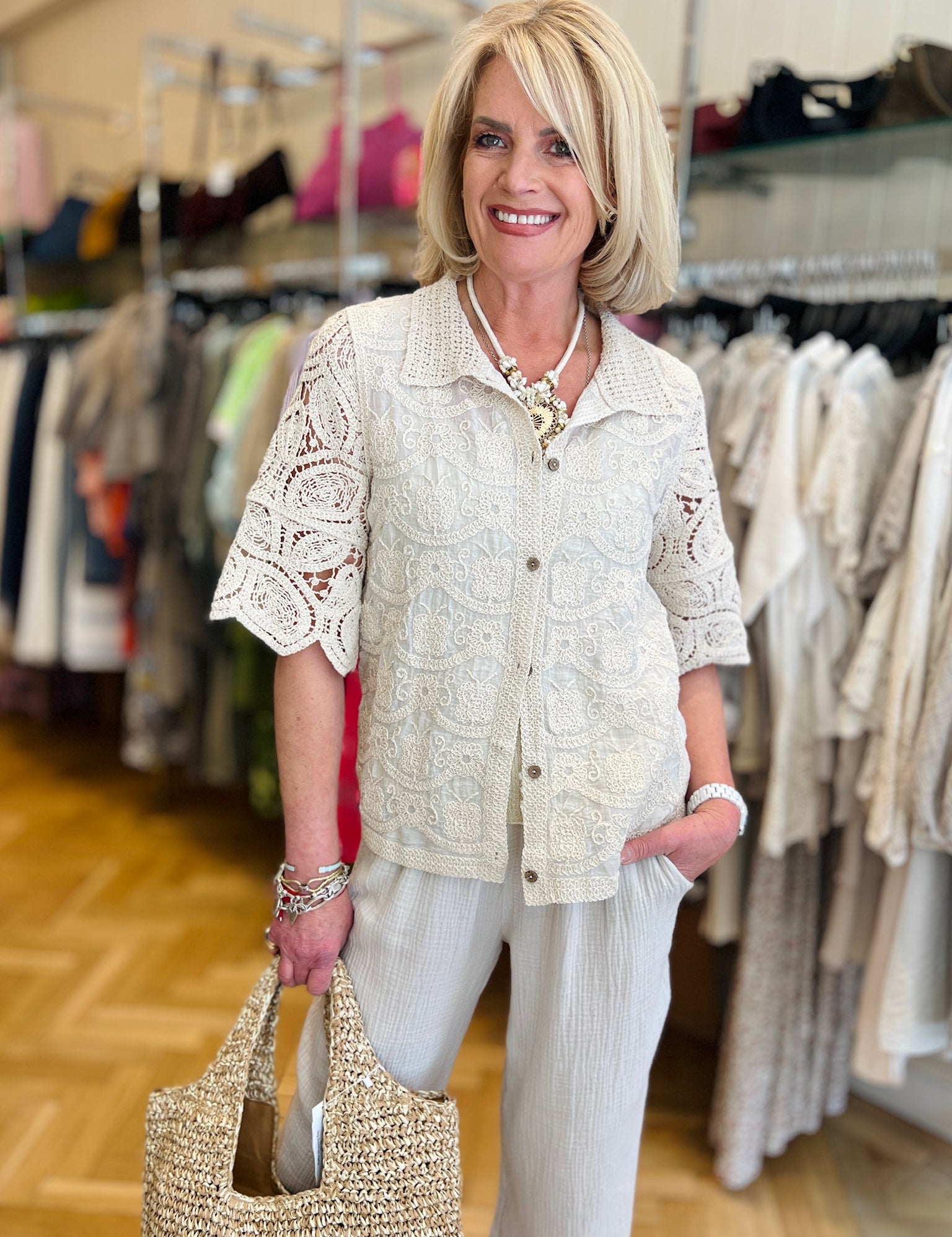 Crochet Collared Shirt
