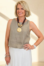 Linen Bubble Hem Top