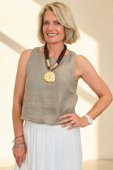 Linen Bubble Hem Top