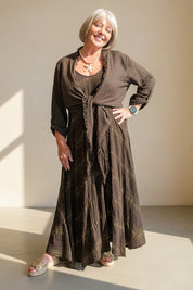 Sophia Bias Cut Gold Thread Dress