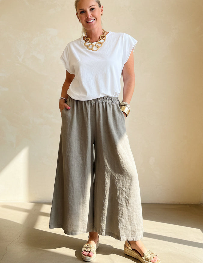 Linen Wide Leg Cullottes