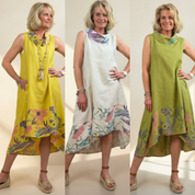 Petra Linen Cowel Neck Dress