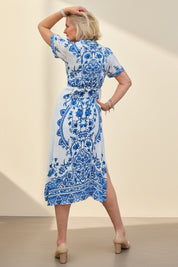Azura Blue and White Tile Dress