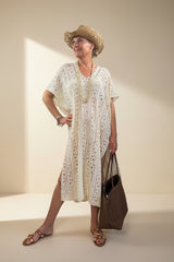 Sun Kissed Light Crochet Kaftan