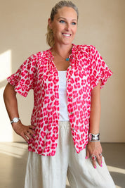 Tina Short Sleeve Blouse - Animal Print