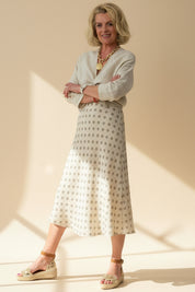 Dotty Bias Linen Skirt