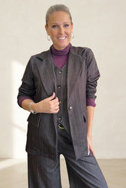 Chocolate brown pinstripe blazer