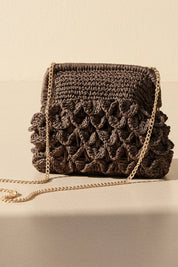 Scallop Raffia Clutch Bag